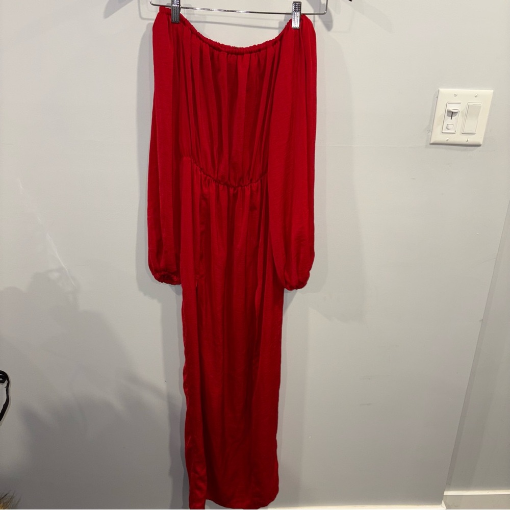 Missguided Off The Shoulder Red Dress
